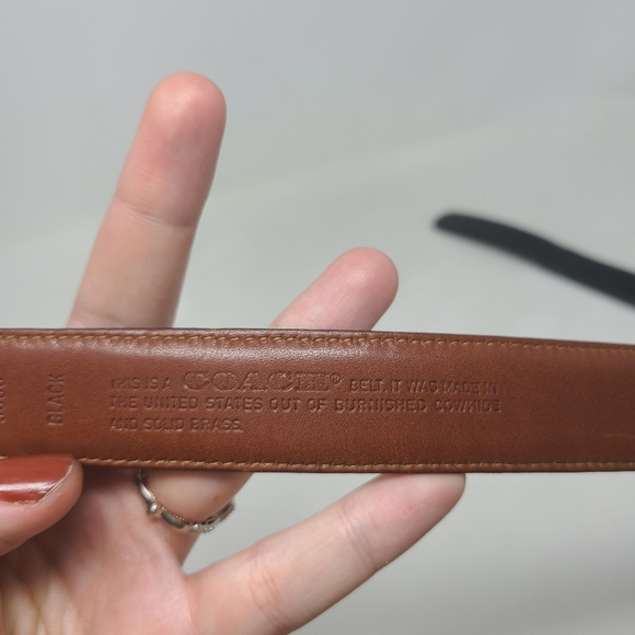 COACH Men's Black Burnished Leather Belt Gold Bras - Picture 4 of 5